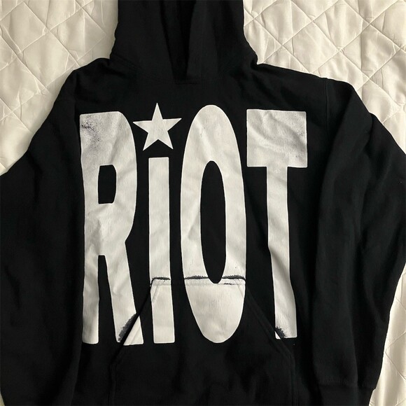Uvsailles Other - Uvsailles Riot Hoodie Men's Small Black White Graphic Pullover Streetwear